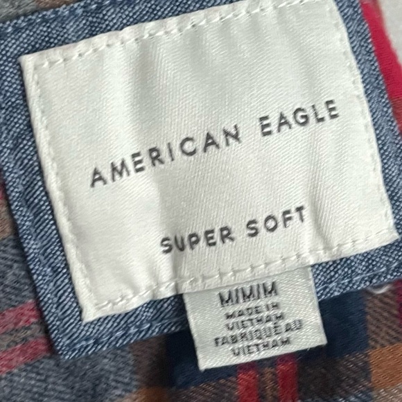 American Eagle Outfitters • Red Grey Plaid Super Soft Button Down Shirt - Picture 4 of 4